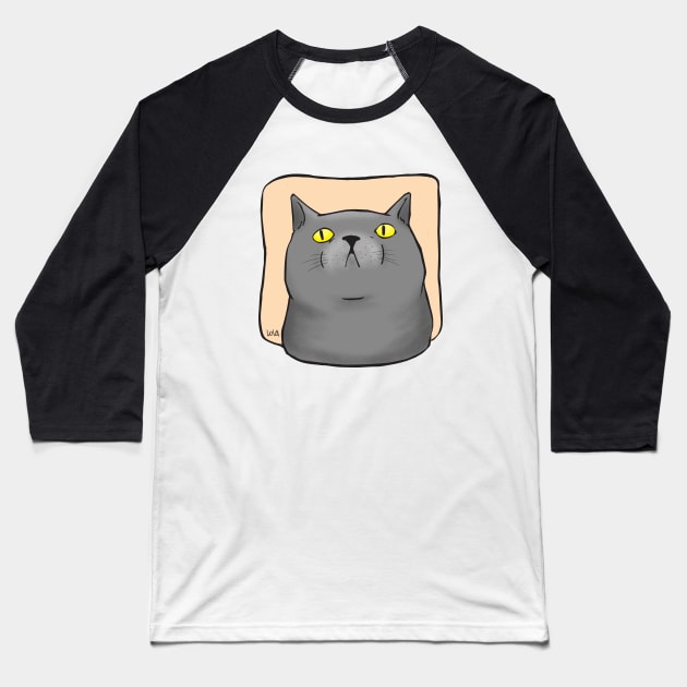 Grey Cat Baseball T-Shirt by LaGataLola